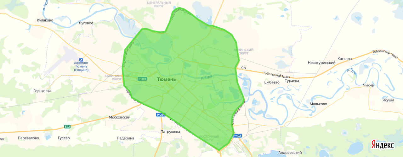 Карта доставки по Тюмени Neoffod
