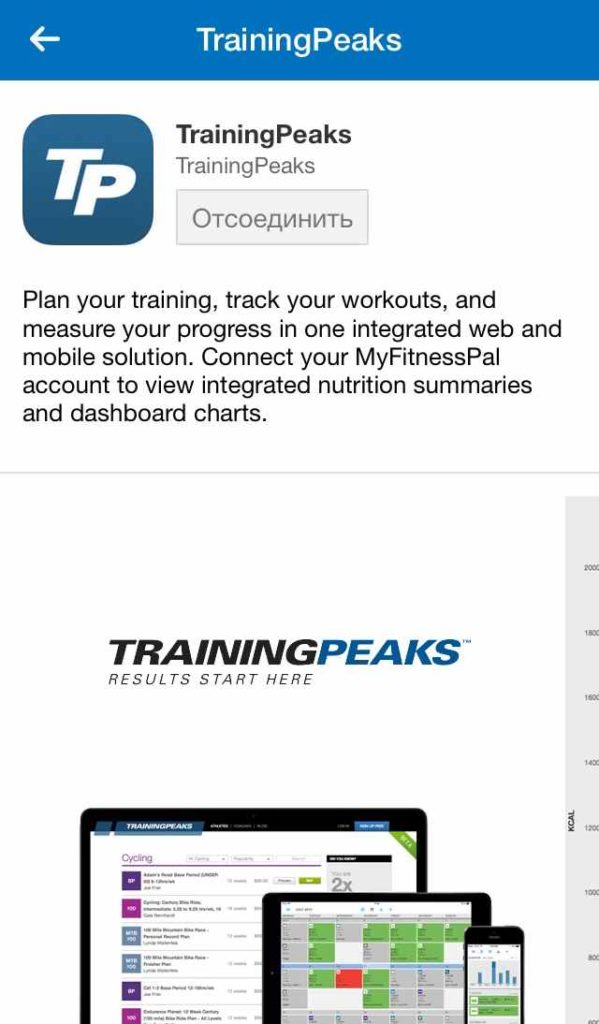 Training Peaks, подключенный к счетчику калорий для похудения MyFitnessPal